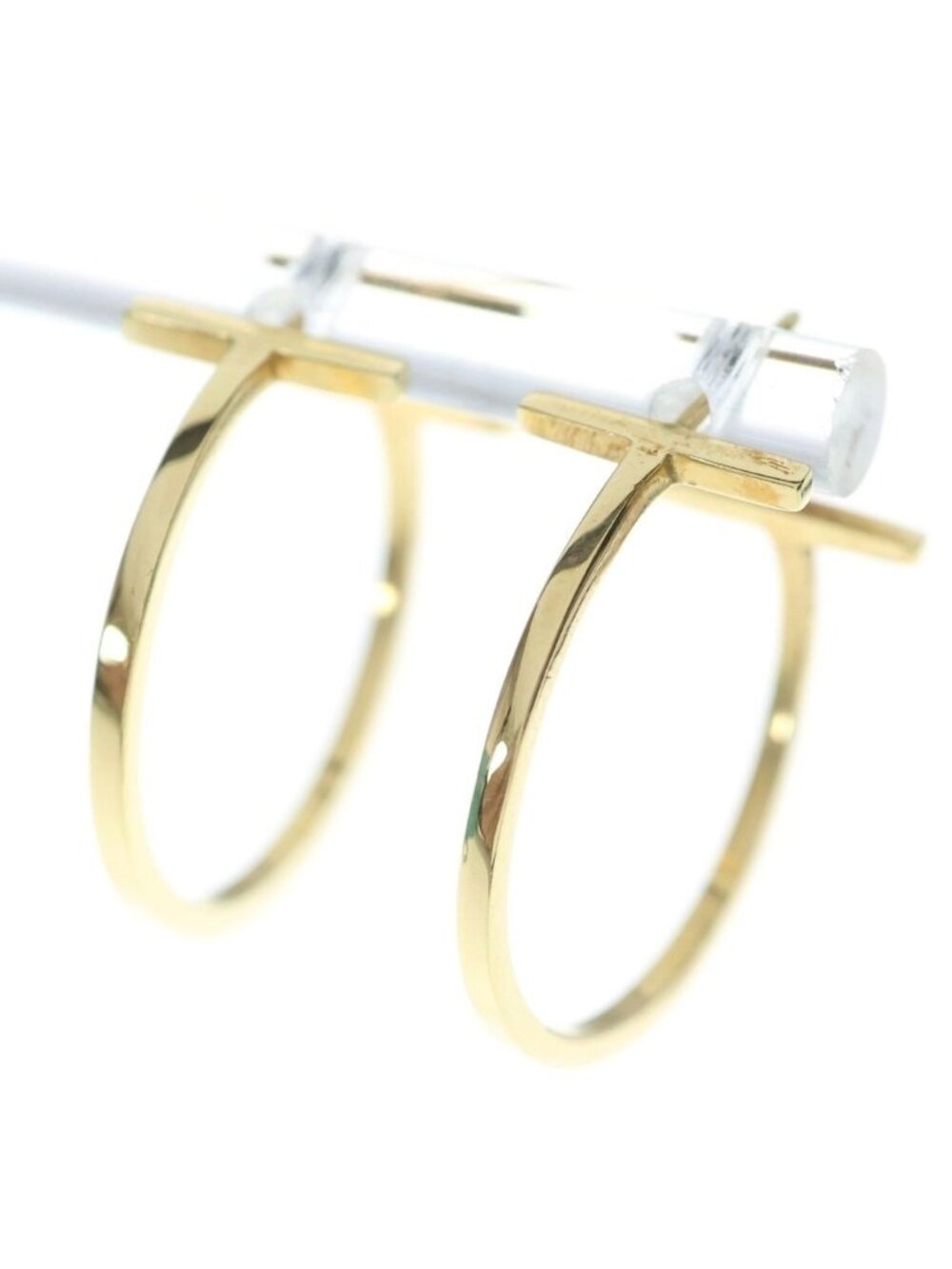 Tiffany & Co T Wire Hoop Earrings Yellow Gold